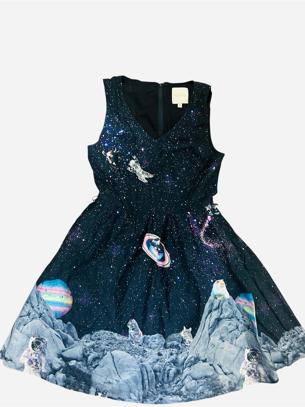 ModCloth Take Up Space Space Cat Galaxy Dress Medium Cosmic Novelty Print